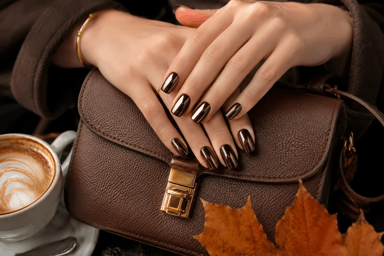 10 Fall Chrome Nails Everyone Will Copy This Season 3 Chocolate brown mirror chrome nails for fall.