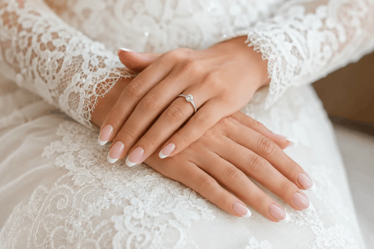 11 Stunning Wedding Nails for Bride to Copy Today 2 Classic French manicure wedding nails for bride