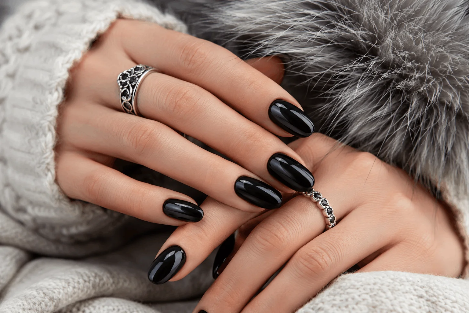 12 Black Winter Nails That Are Stunning This Season 3 Classic glossy black winter nails with high shine finish