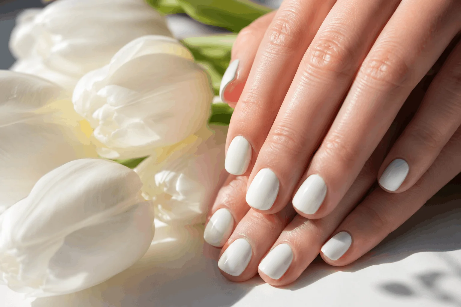 10 White Spring Nails That Scream Effortless Beauty 2 Classic glossy white spring manicure on short natural nails