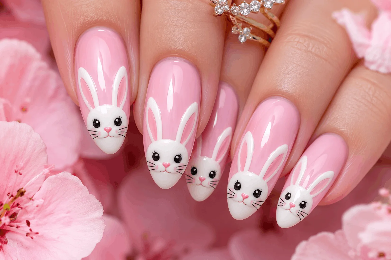 10 Easter Bunny Gel Nails You'll Want to Copy Fast 3 Pastel Easter bunny gel nail inspiration