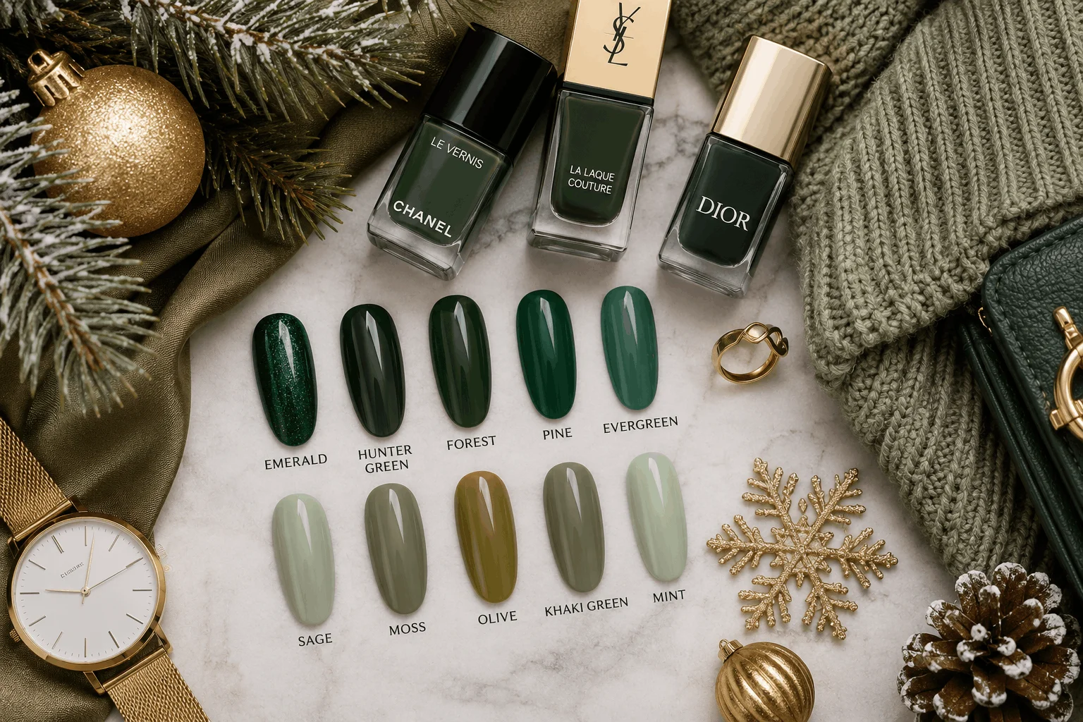 11 Green Winter Nails That Look Stunning This Season 2 Collection of trendy green winter nail shades