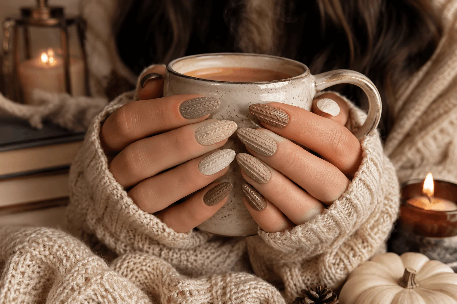 10 Fall Nail Designs Everyone Will Want to Copy 11 Cozy neutral sweater-inspired autumn nails with textured gel manicure.