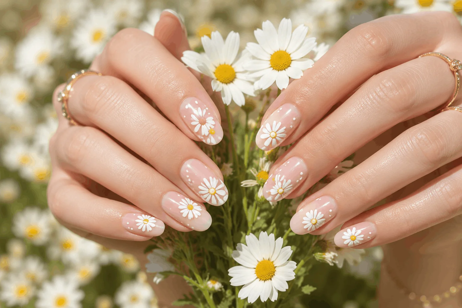 10 March Nails Designs Everyone Will Be Copying 9 Cute daisy-inspired March nails