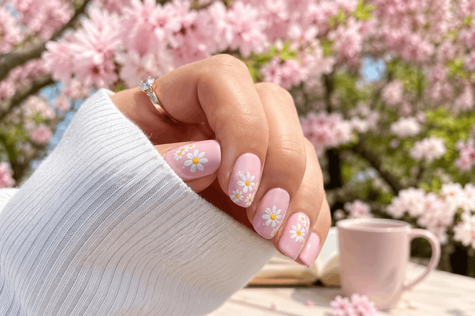 11 Spring Nail Ideas for a Fresh Seasonal Look 5 Cute spring nails featuring daisy patterns