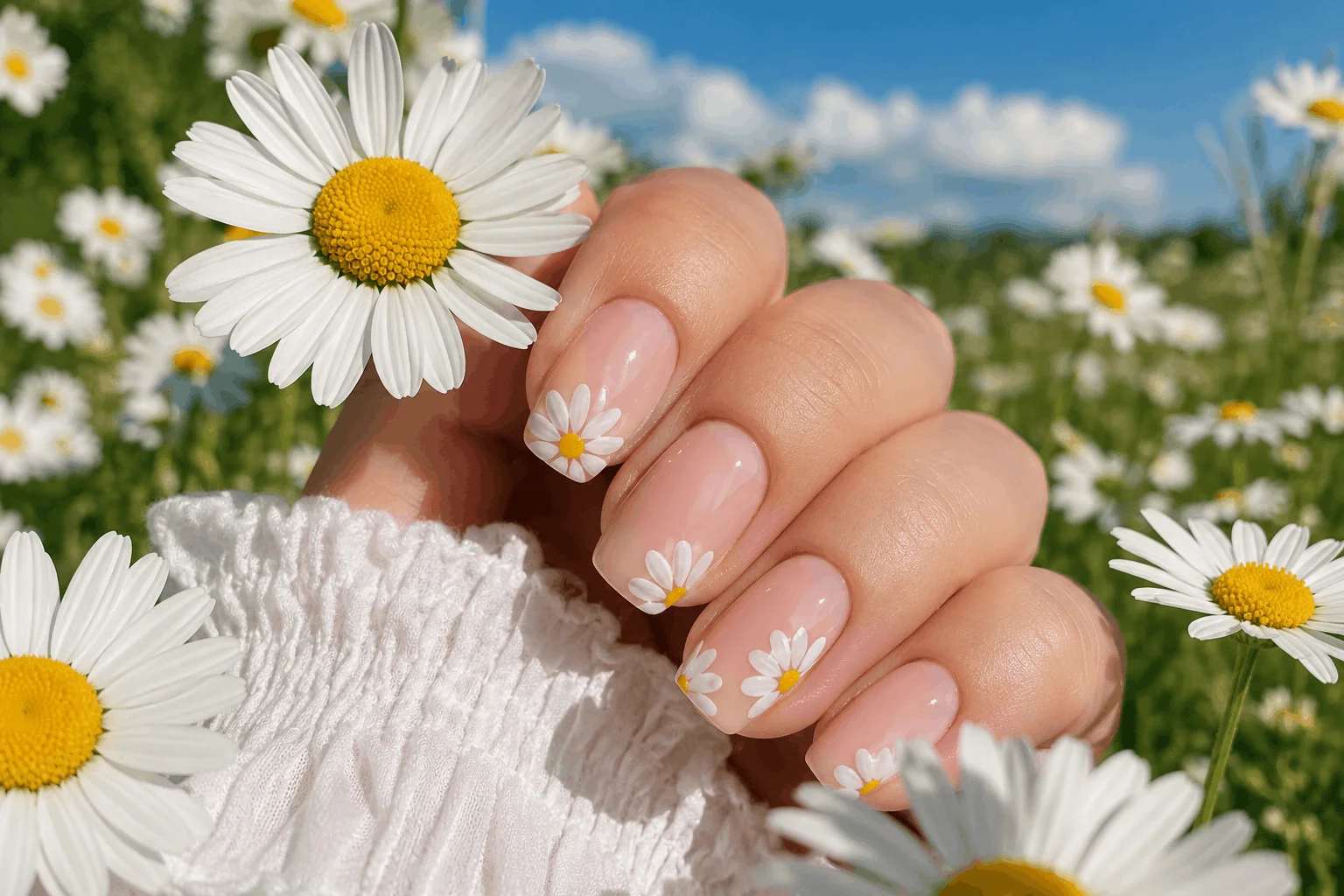 10 White Spring Nails That Scream Effortless Beauty 10 Cute white daisy nail art for spring season
