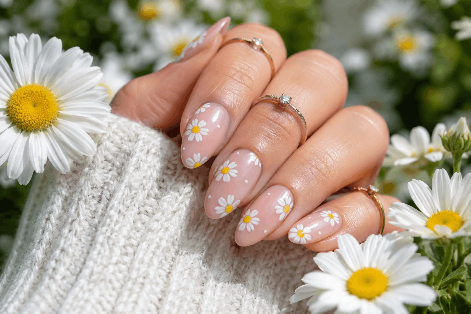 12 Cute Spring Nails Ideas You'll Want to Copy Today 3 Daisy flower nail art for spring