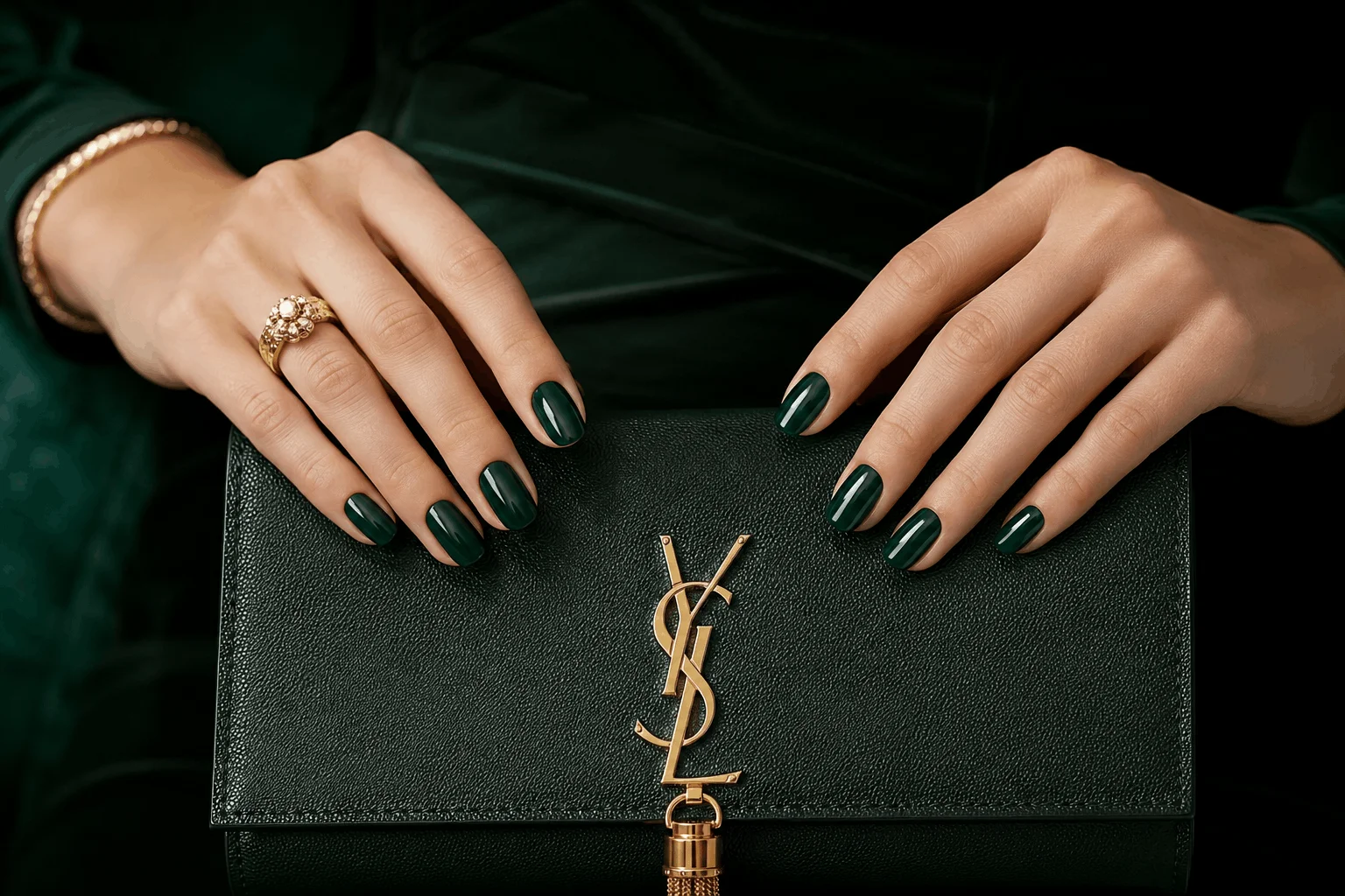 10 Green Nail Ideas Trending Everywhere This Year 10 Dark forest green nails with glossy finish