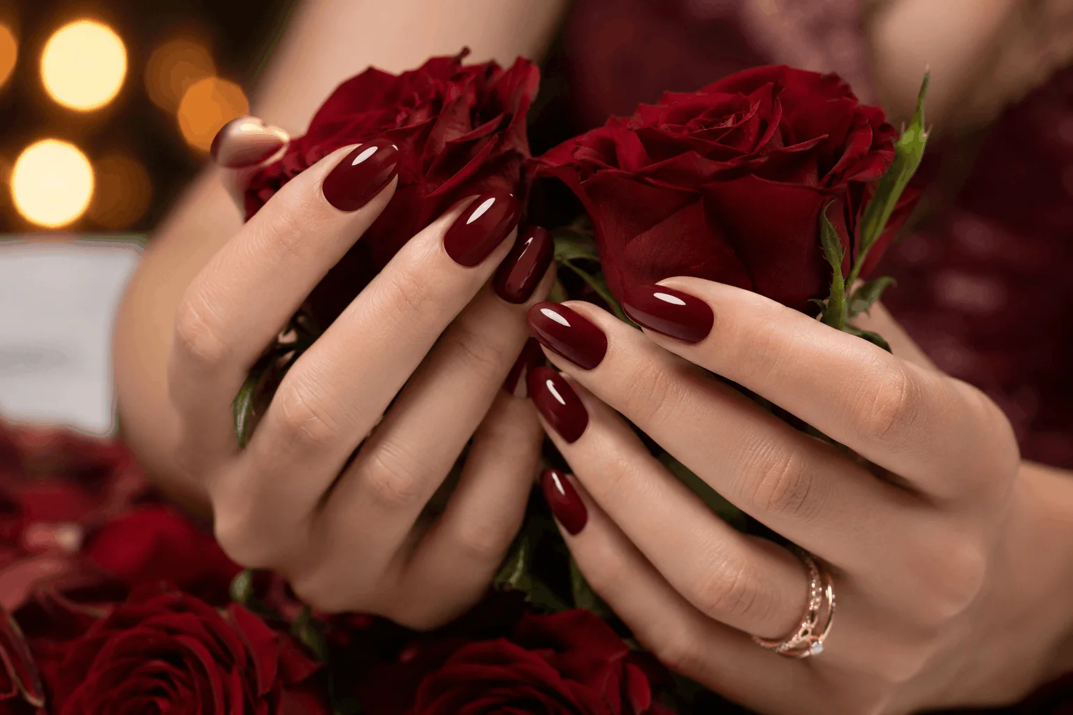 11 Dark Valentines Nails That Are Bold & Romantic 3 Deep burgundy Valentine's nails with luxurious shine