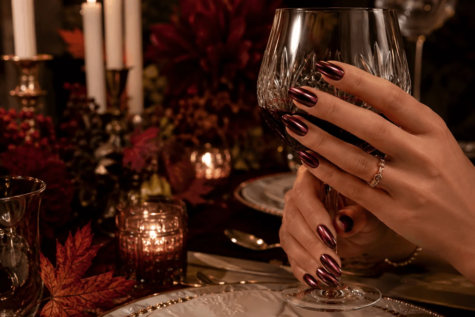 10 Fall Chrome Nails Everyone Will Copy This Season 4 Deep burgundy wine chrome manicure with glossy finish.
