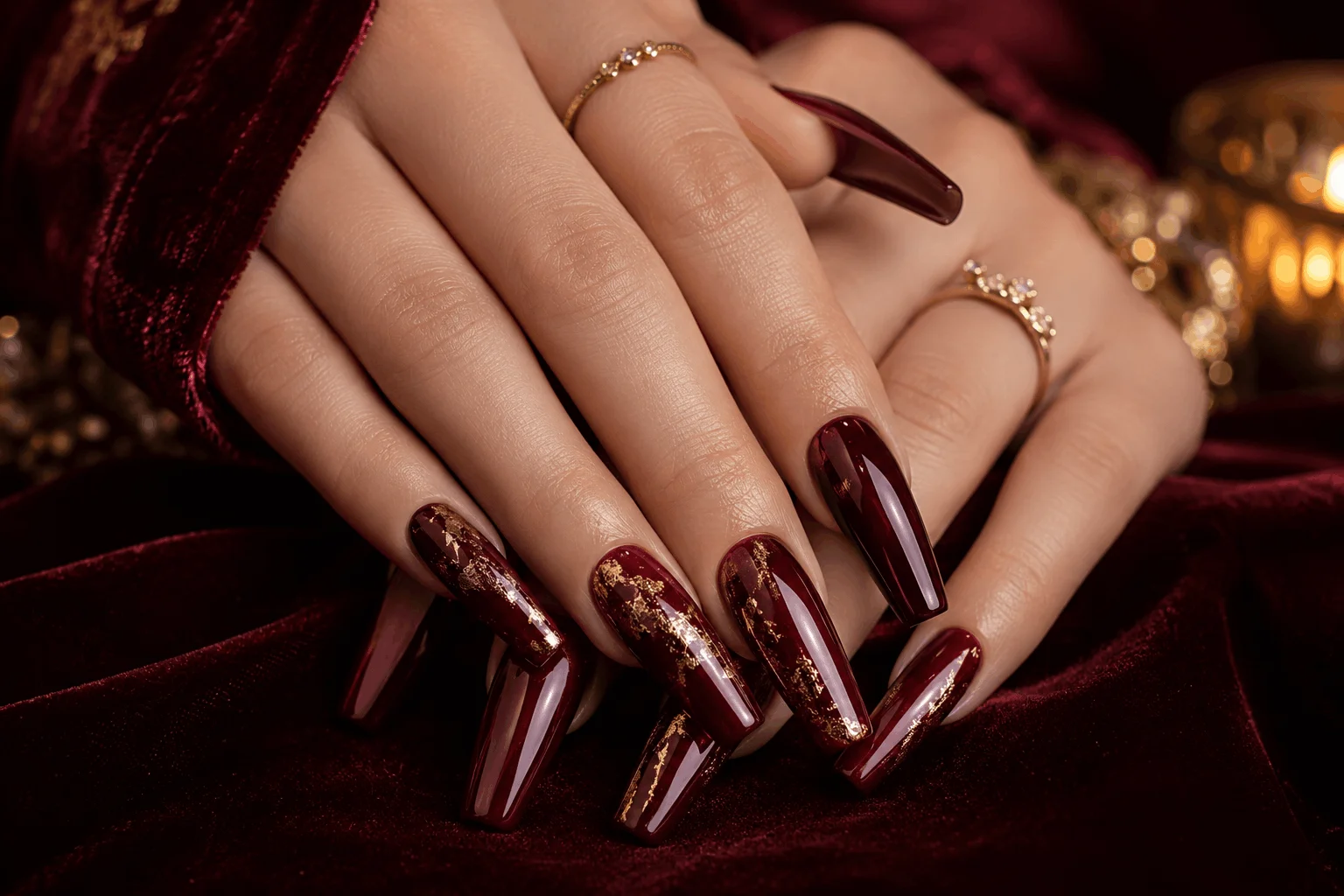 10 Winter Nail Designs That Look Stunning All Winter 5 Deep burgundy winter acrylic nails with glossy finish