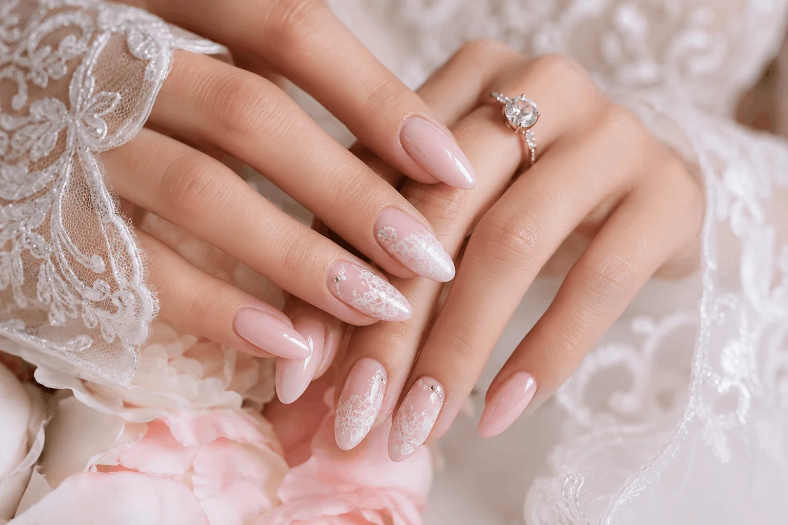 10 Bridesmaid Wedding Nails That Look Absolutely Stunning 9 Elegant almond-shaped bridesmaid nails