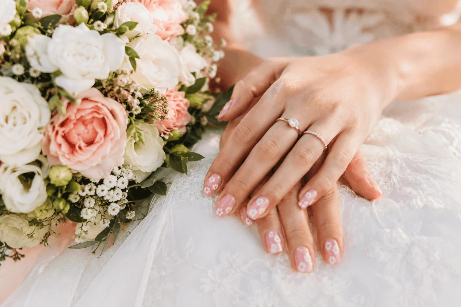 11 Stunning Wedding Nails for Bride to Copy Today 6 Floral bride nail designs for romantic weddings