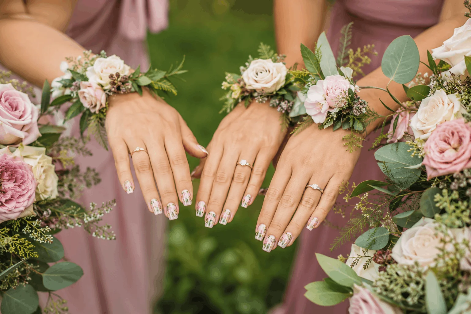 10 Bridesmaid Wedding Nails That Look Absolutely Stunning 7 Floral nail art for bridesmaids