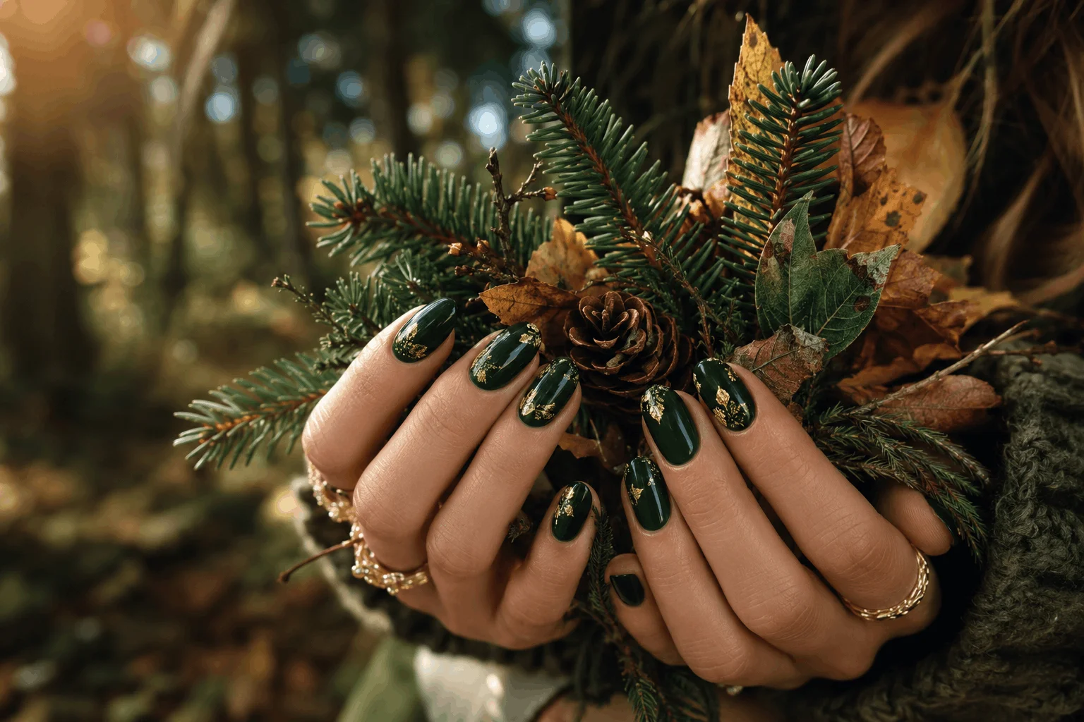 10 Fall Nail Colors Everyone Will Wear This Season 8 Forest green manicure inspired by autumn forests.