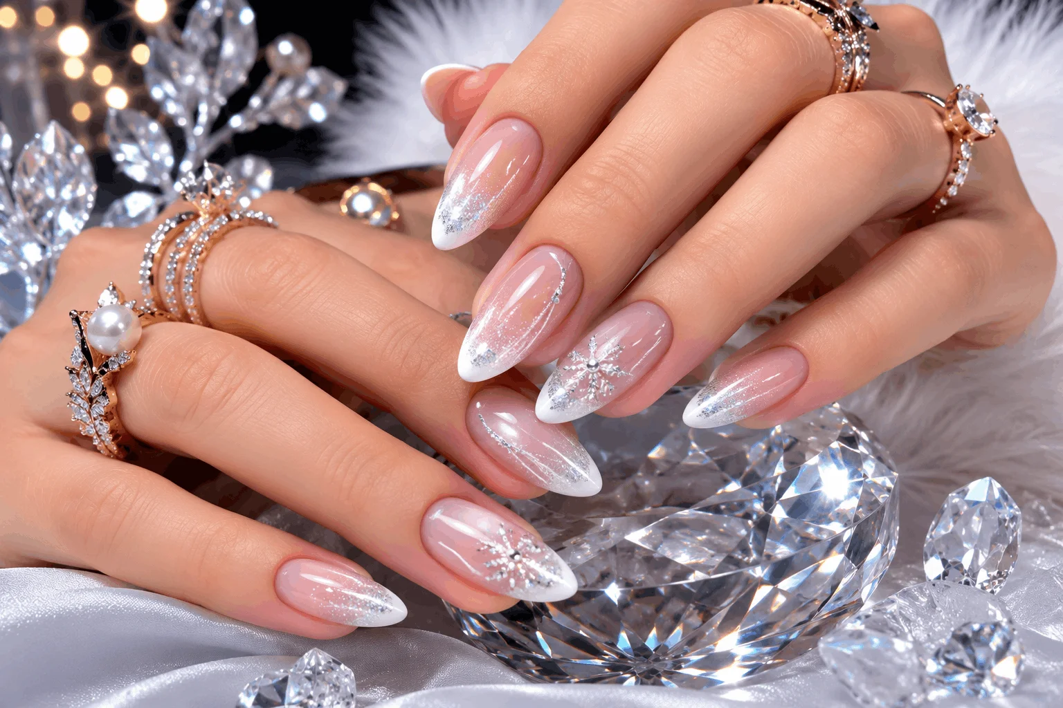 10 Winter Nail Designs That Look Stunning All Winter 8 Frosted French tip manicure with icy winter shimmer
