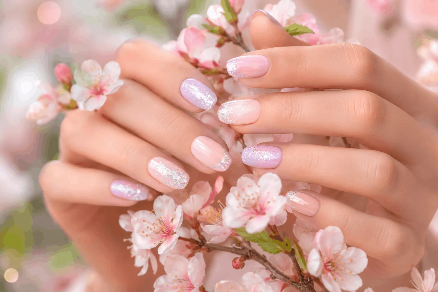 10 March Nails Designs Everyone Will Be Copying 12 Glitter accent spring nails with pastel shimmer