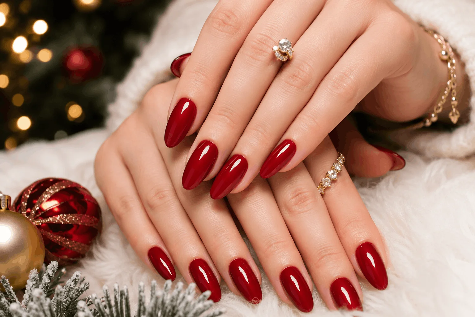 10 Christmas Red Nails Everyone Will Save This Year 2 Glossy candy apple red Christmas nails with elegant shine