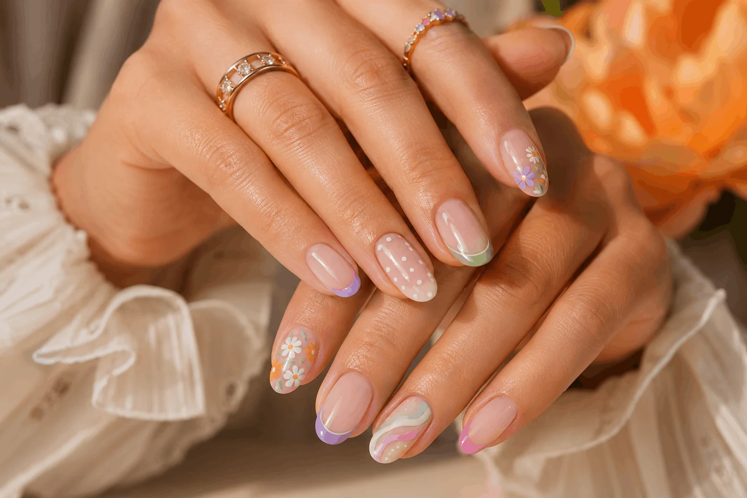 12 Cute Spring Nails Ideas You'll Want to Copy Today 11 Glossy pastel mix and match spring nails