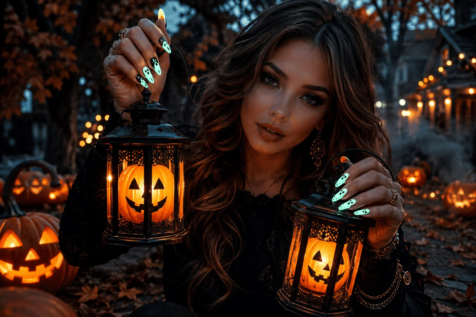 10 Halloween Nails Too Cute to Miss This Year 9 Glow-in-the-dark ghost Halloween nails for spooky season.