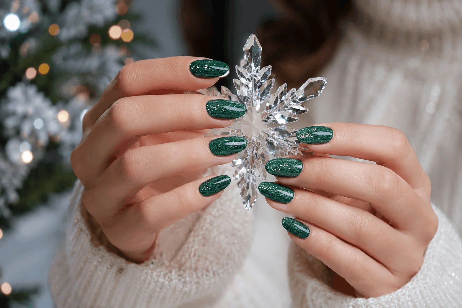 12 Green Christmas Nails That Look Pure Holiday Magic 4 Green Christmas gel nails with sparkling winter glitter