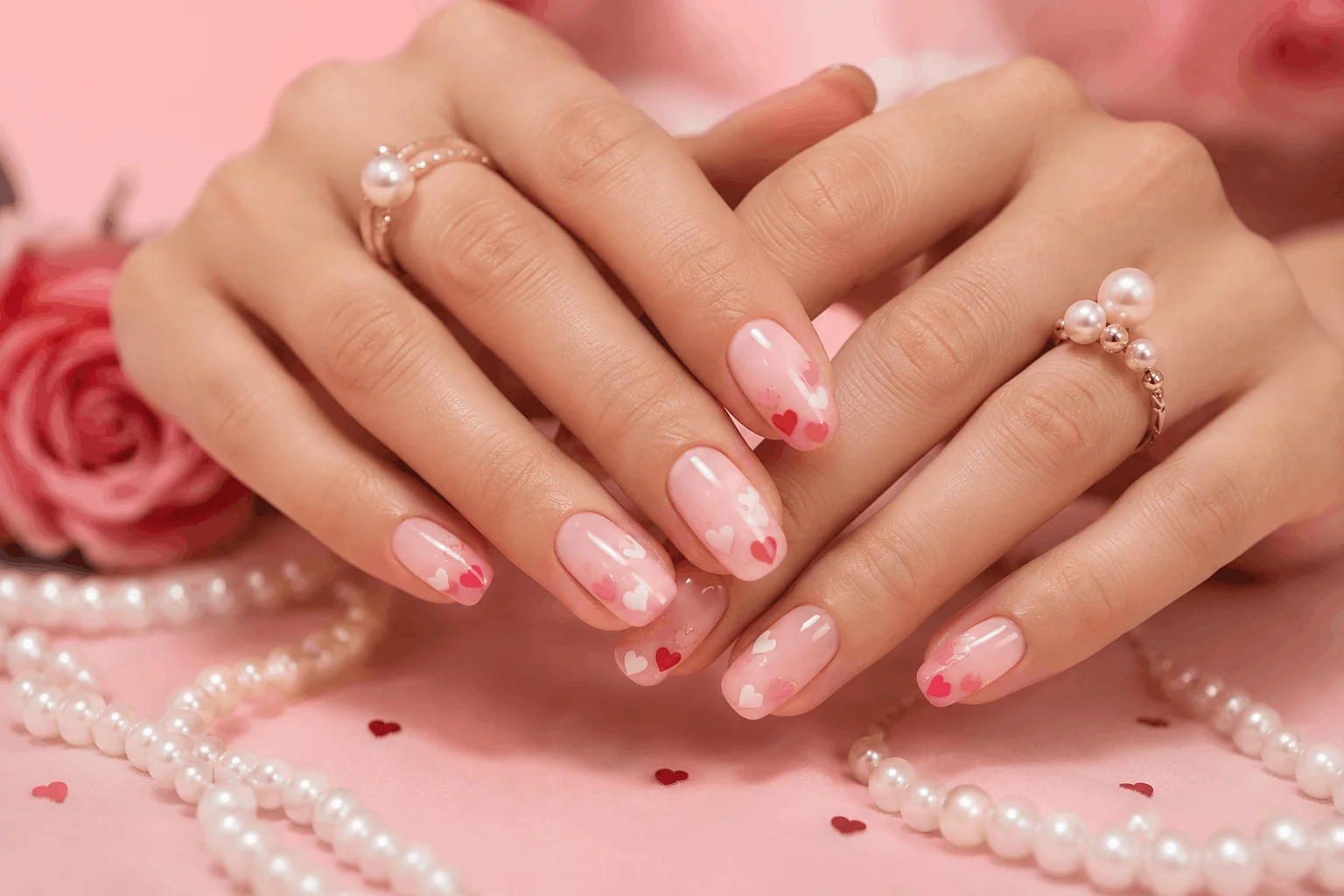 10 Cute Pink Valentines Nails for a Romantic Look 2 Light pink Valentines nails with glossy finish
