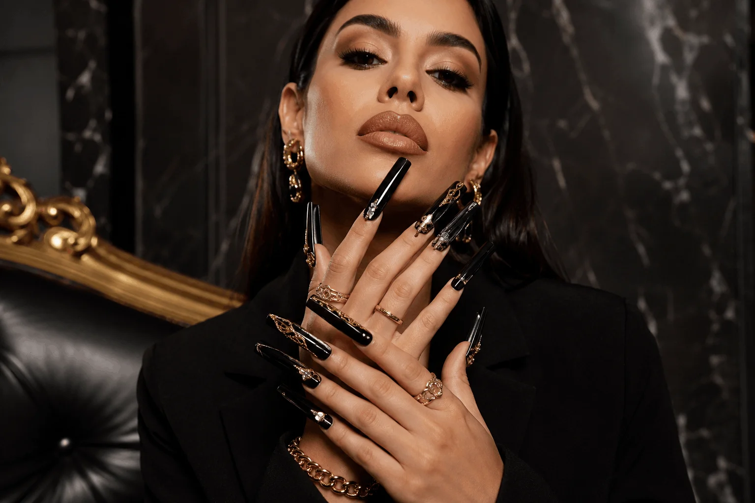 10 Black Coffin Nails That Make a Bold Statement 5 Long black acrylic coffin nails with bold fashion look