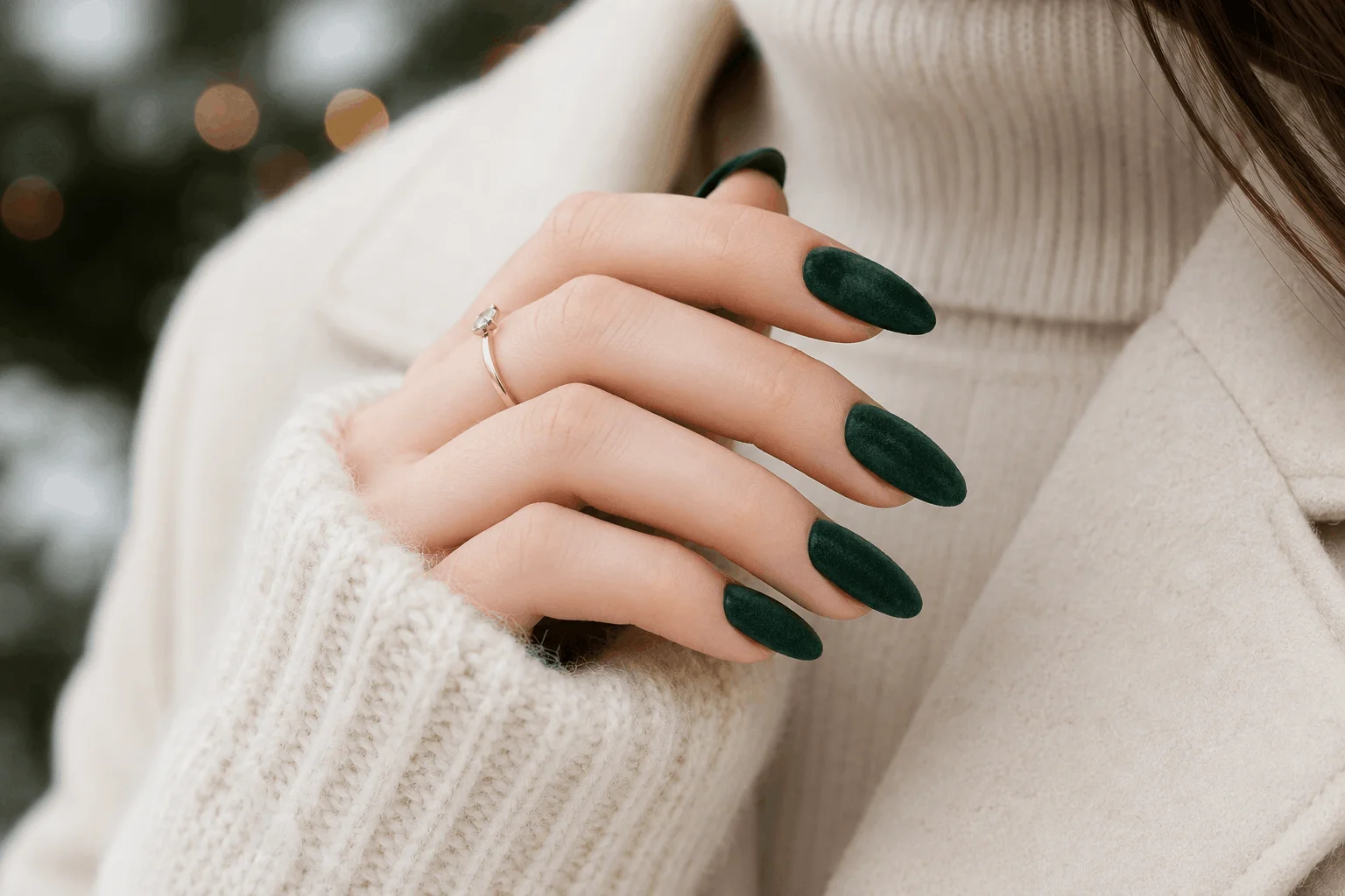 11 Green Winter Nails That Look Stunning This Season 6 Matte dark green winter manicure