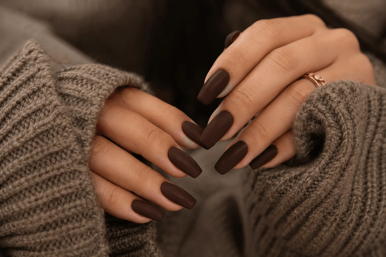 10 Brown Acrylic Nails Everyone Will Save in 2026 4 Matte espresso brown acrylic nails with modern minimalist style