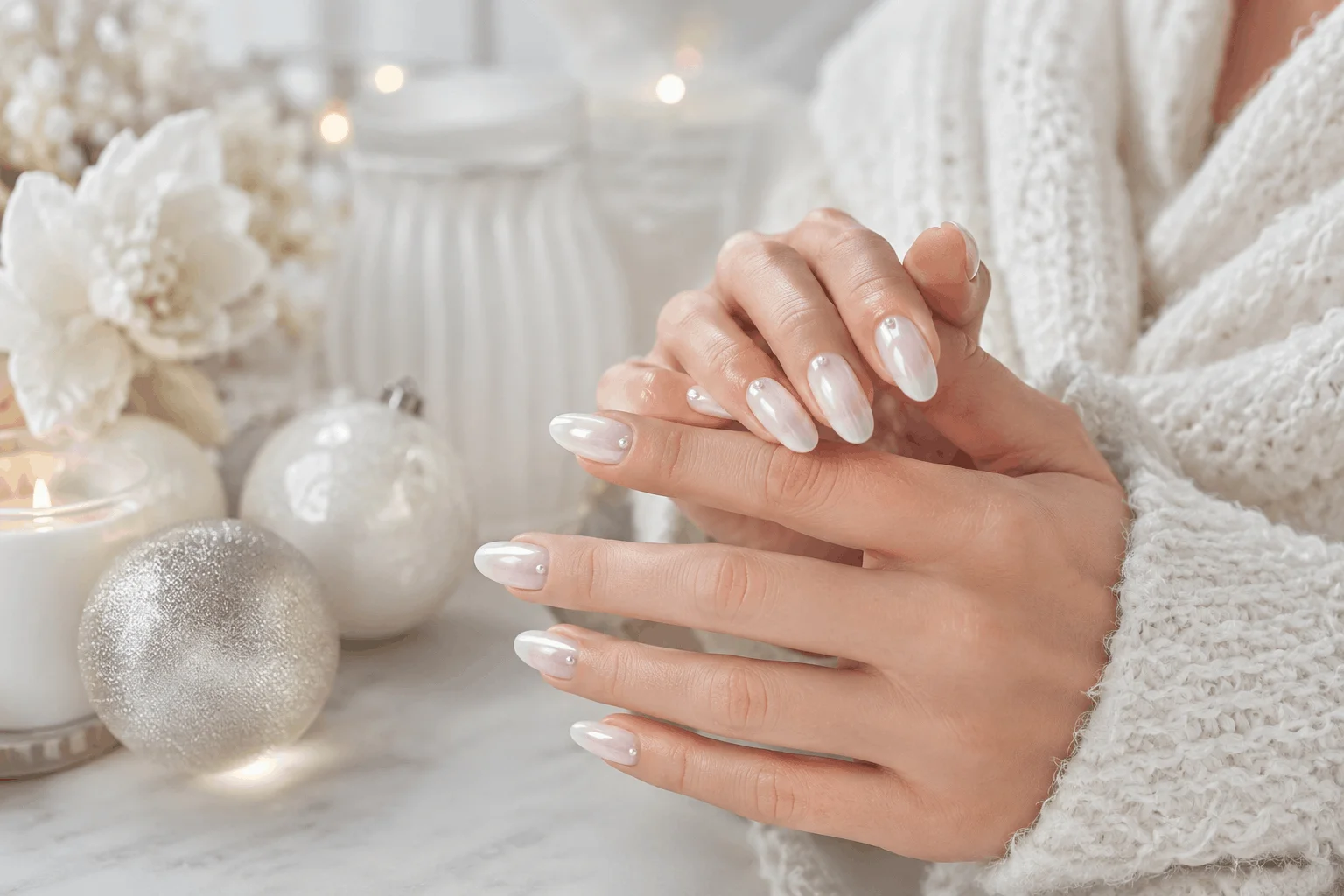 10 Simple Holiday Nails That Instantly Elevate Your Look 6 Milky white winter nails with glossy finish