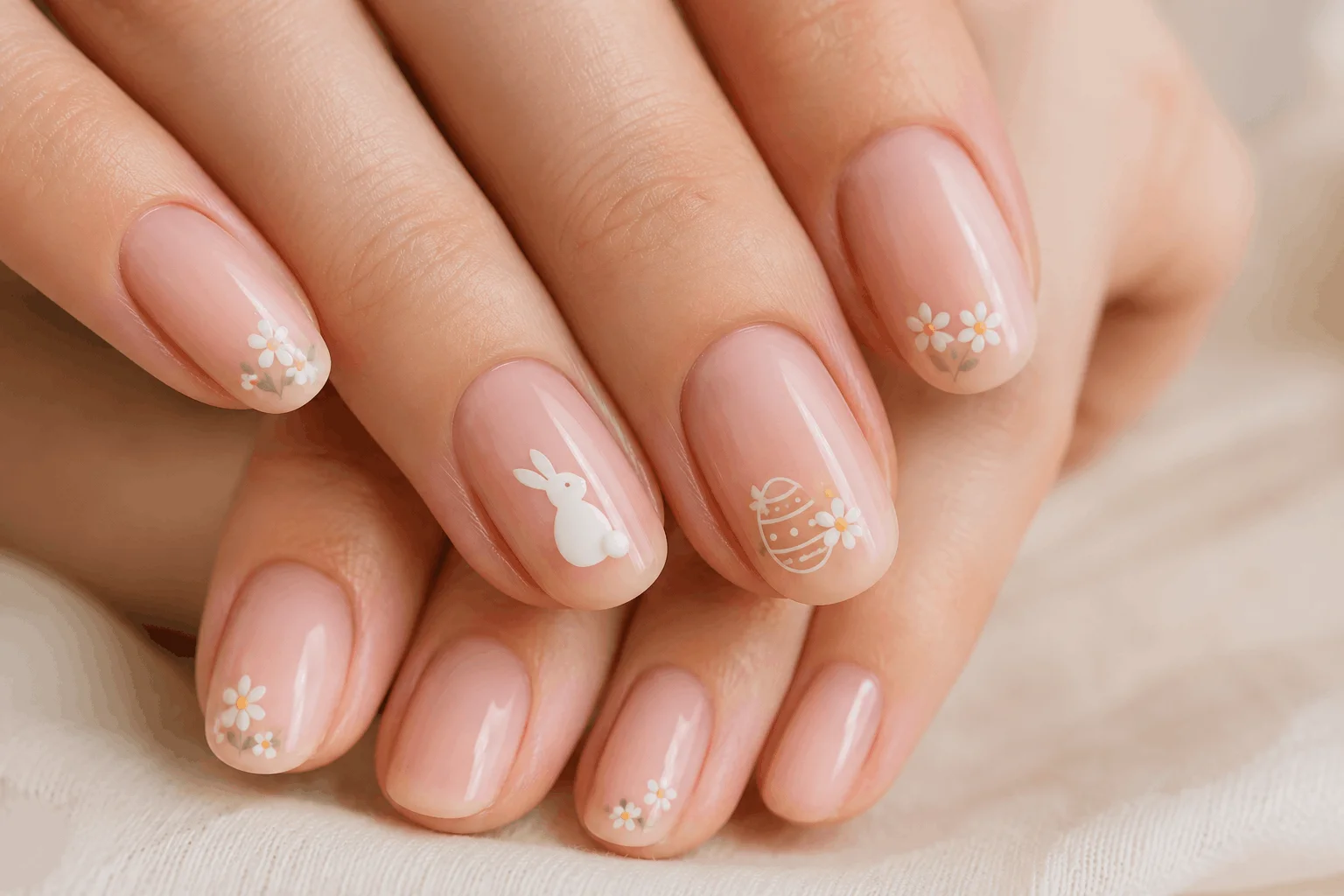 9 Easter Nails Design Ideas That Are Too Cute to Miss 10 Minimalist Easter nail design with bunny accent