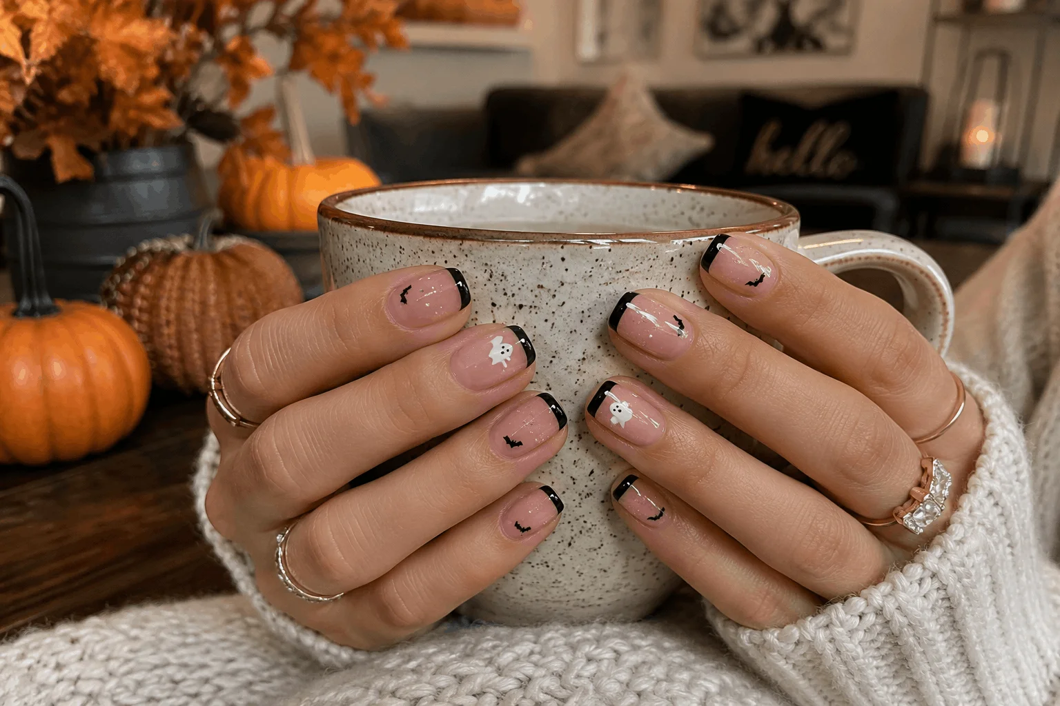 10 Halloween Acrylic Nails You'll Want This Spooky Season 9 Minimalist Halloween nails acrylic design with subtle spooky accents.