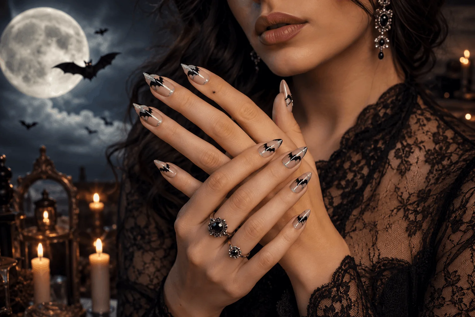 10 Halloween Nails Too Cute to Miss This Year 10 Minimalist bat wing Halloween nail art on nude nails.