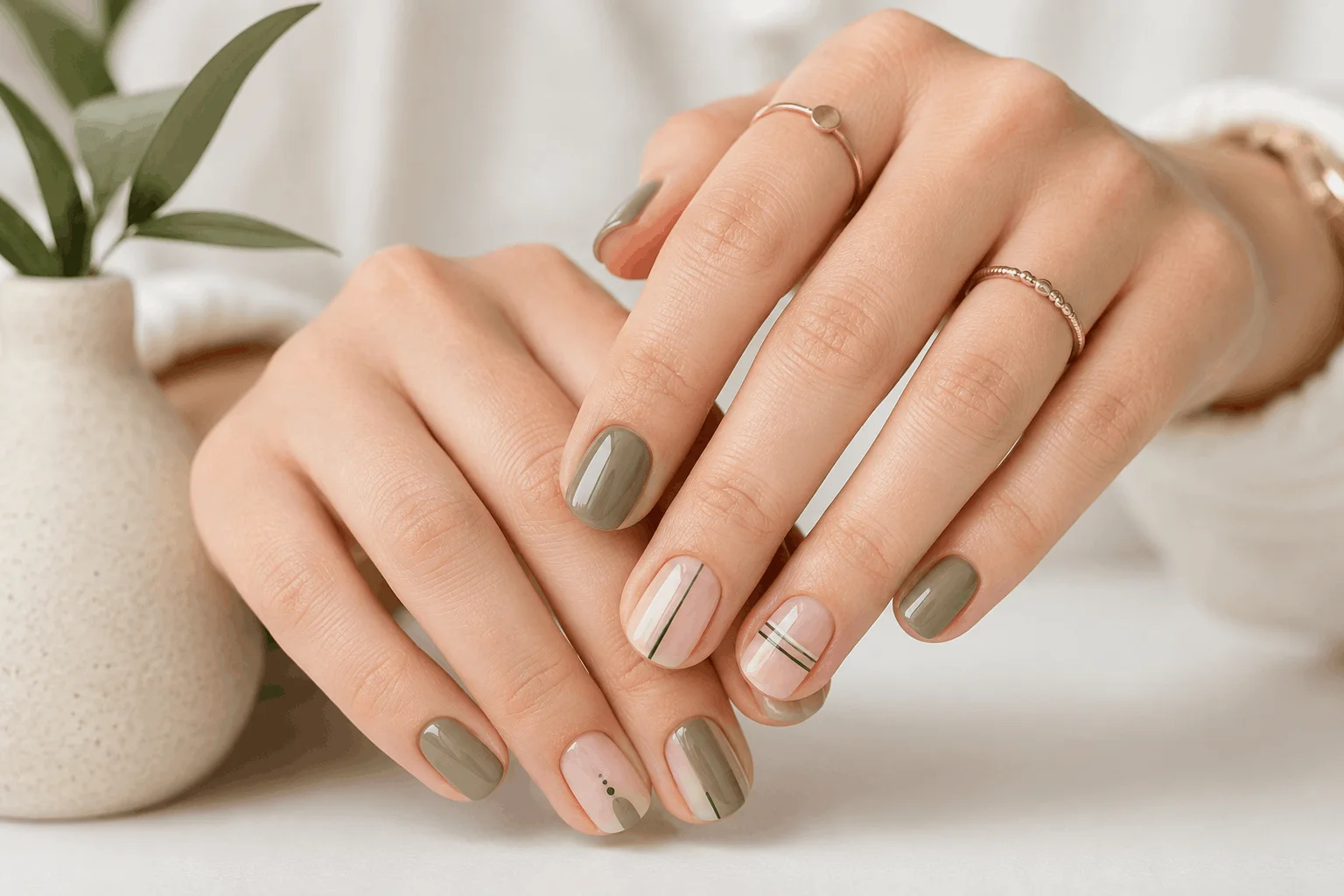 10 Green Nail Ideas Trending Everywhere This Year 7 Minimalist green nail designs on short nails