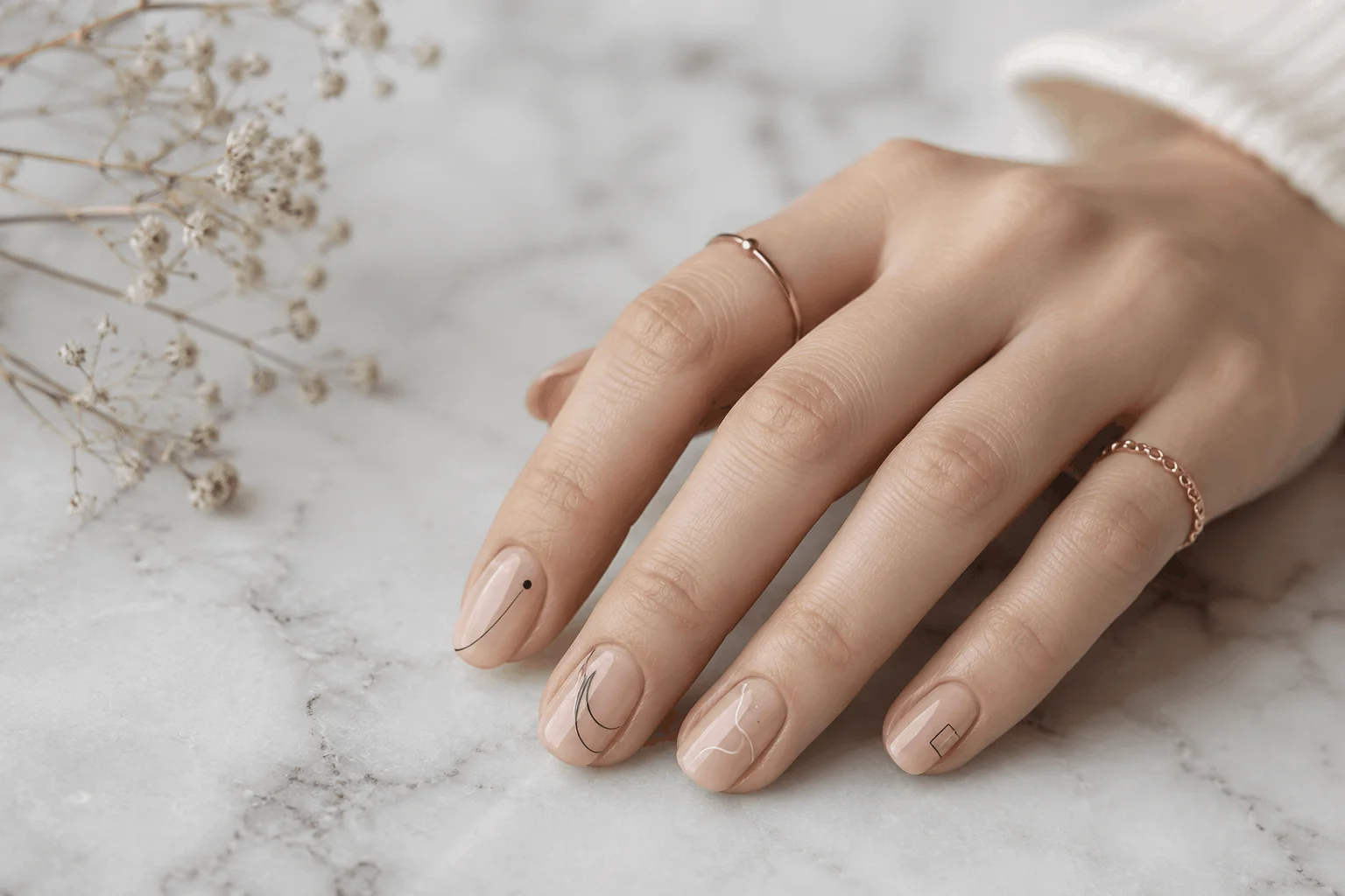 11 Nude Nails That Make Every Outfit Look Better 4 Minimalist nude nail art with delicate details