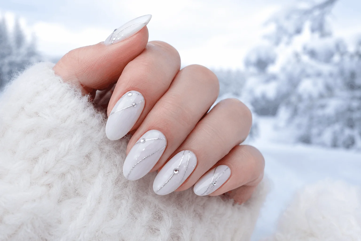 10 Winter Acrylic Nail Designs You'll Want This Season 10 Minimalist white winter acrylic nails