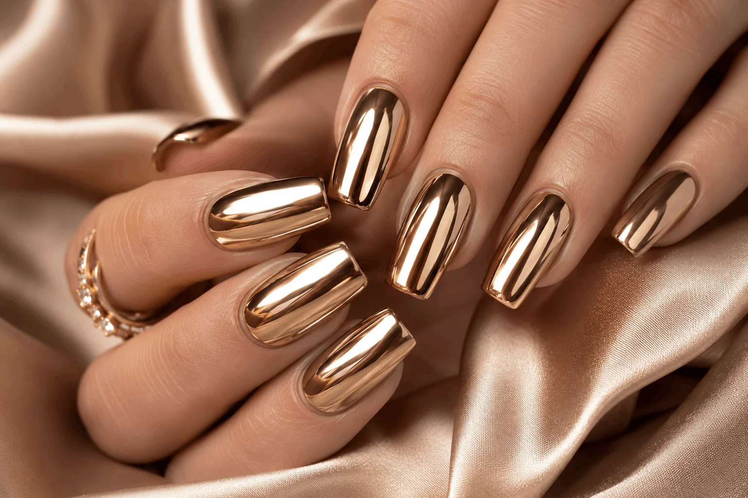 10 Goddess Nails Trends Taking Over Pinterest Now 4 Mirror chrome goddess gel nails with reflective finish