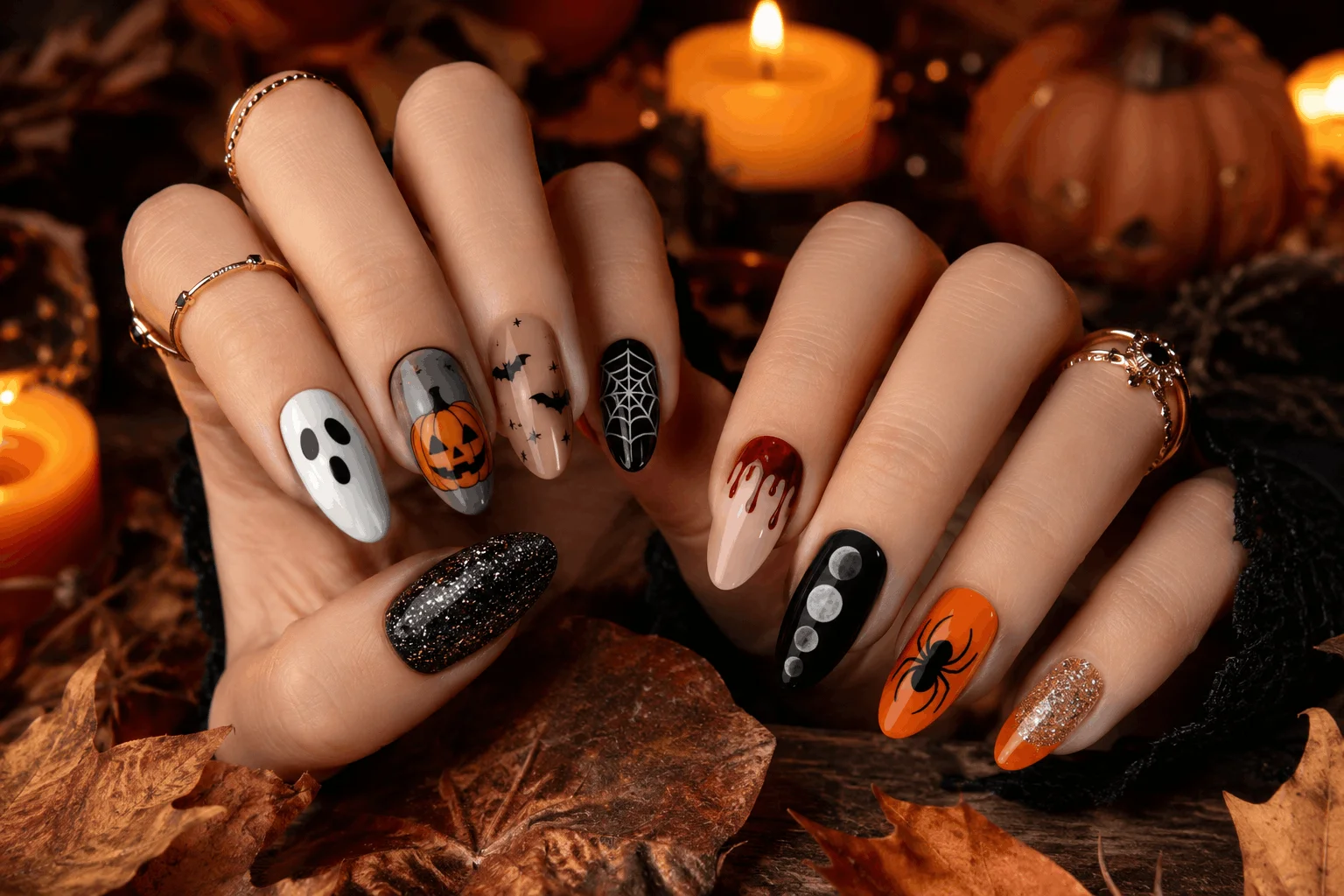 10 Halloween Acrylic Nails You'll Want This Spooky Season 11 Mix-and-match Halloween acrylic nail ideas with spooky seasonal designs.