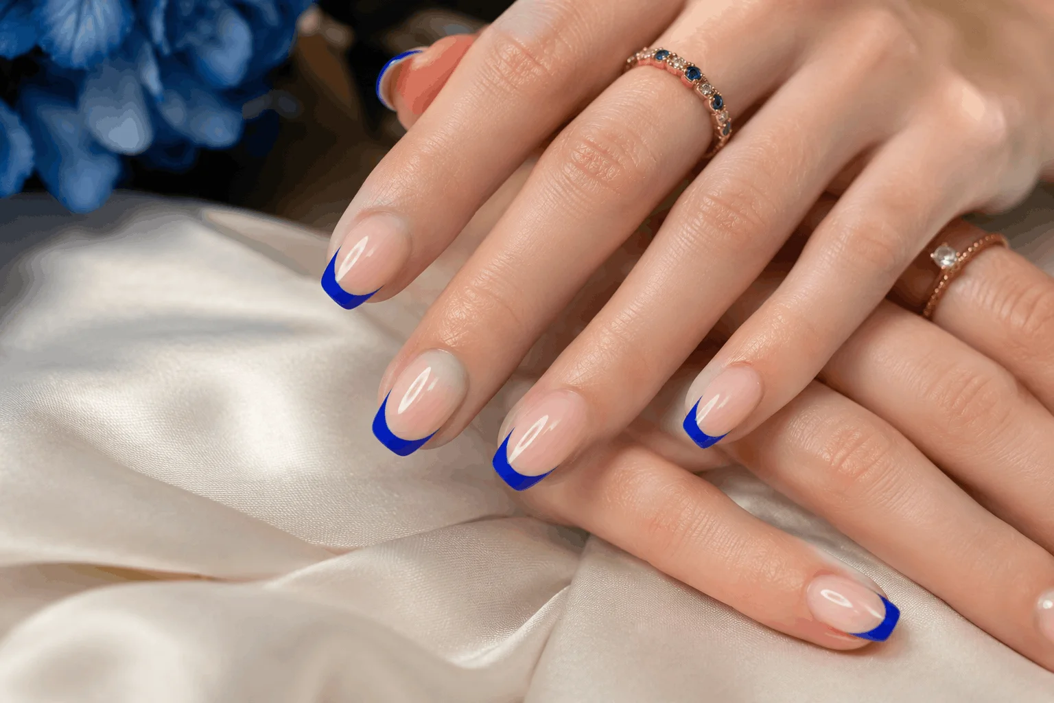 10 Blue Nail Ideas That Look Stunning All Year Long 5 Modern blue French tip nail design