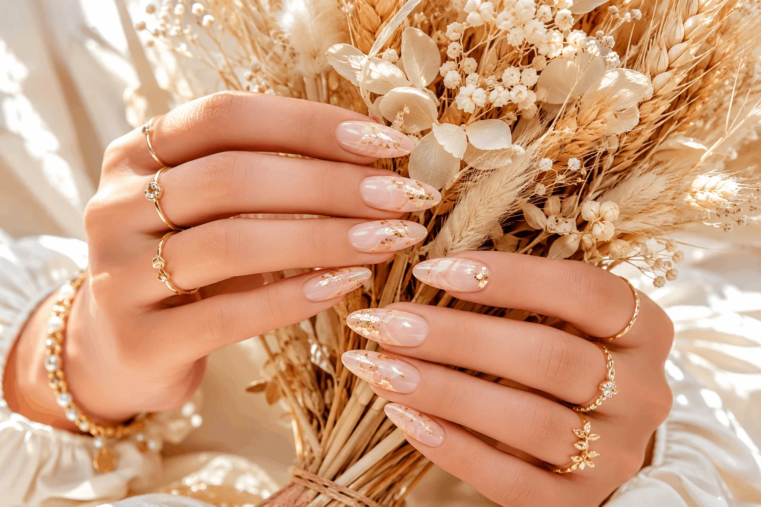 10 Fall Nail Designs Everyone Will Want to Copy 8 Nude fall nail designs with elegant gold leaf details.