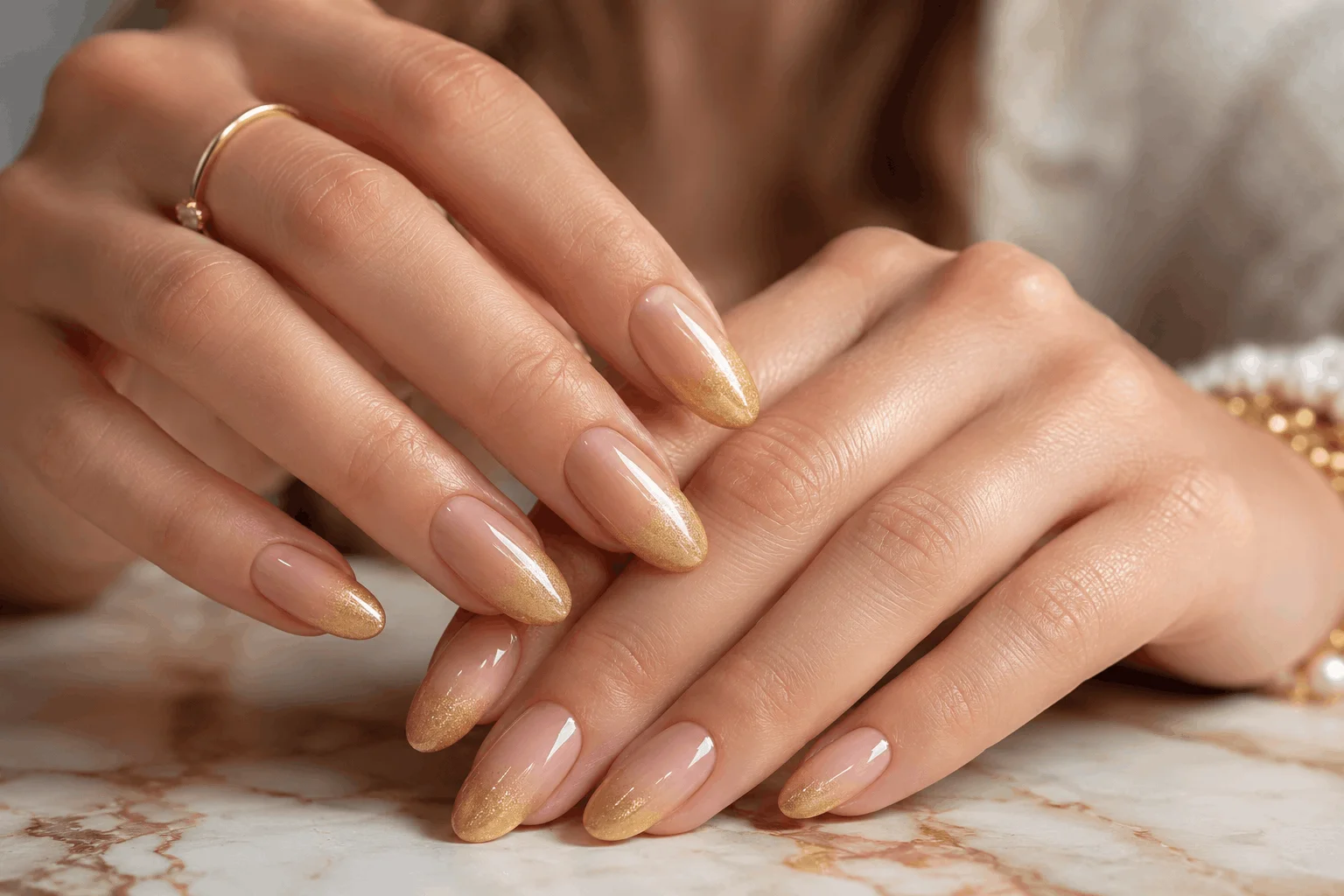 10 Goddess Nails Trends Taking Over Pinterest Now 10 Ombre goddess gel nails with nude to gold gradient