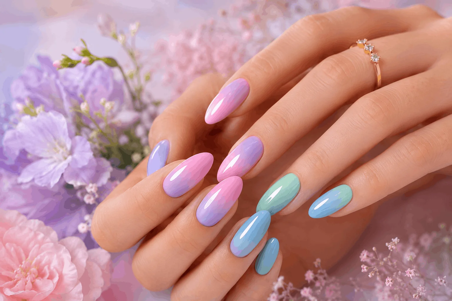11 Spring Nail Ideas for a Fresh Seasonal Look 6 Ombre pastel spring nail design