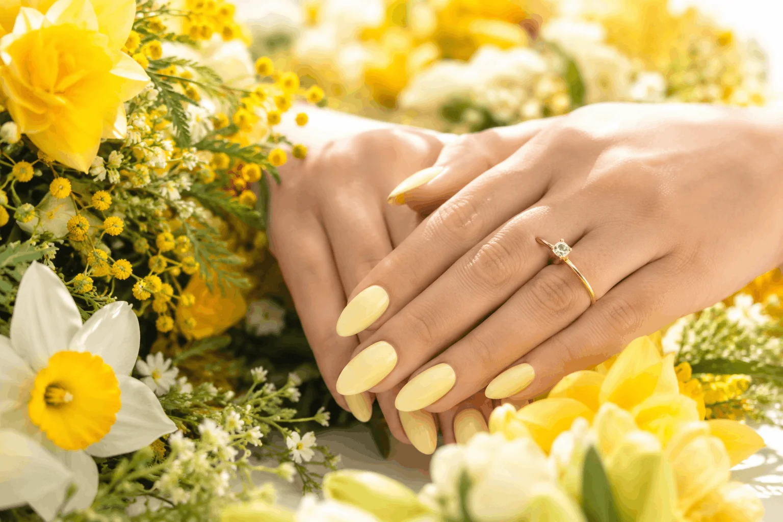10 Simple Spring Nails Perfect for Everyday Style 10 Pale yellow spring nails inspired by sunshine
