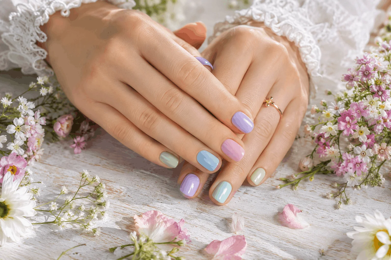 10 Nails Ideas for Short Nails You'll Save Instantly 4 Pastel colored short nails manicure