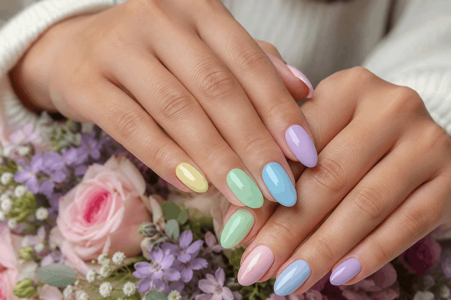 11 Spring Nail Ideas for a Fresh Seasonal Look 2 Pastel spring nails in soft seasonal colors