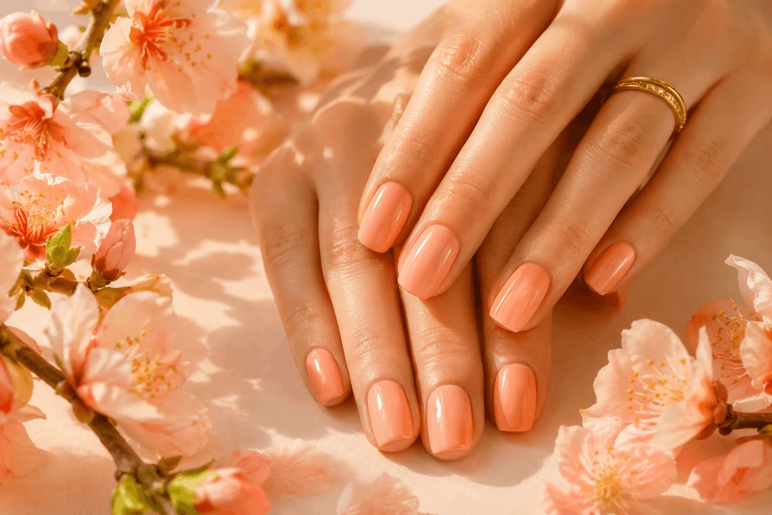 10 Simple Spring Nails Perfect for Everyday Style 7 Peach neutral simple spring nails