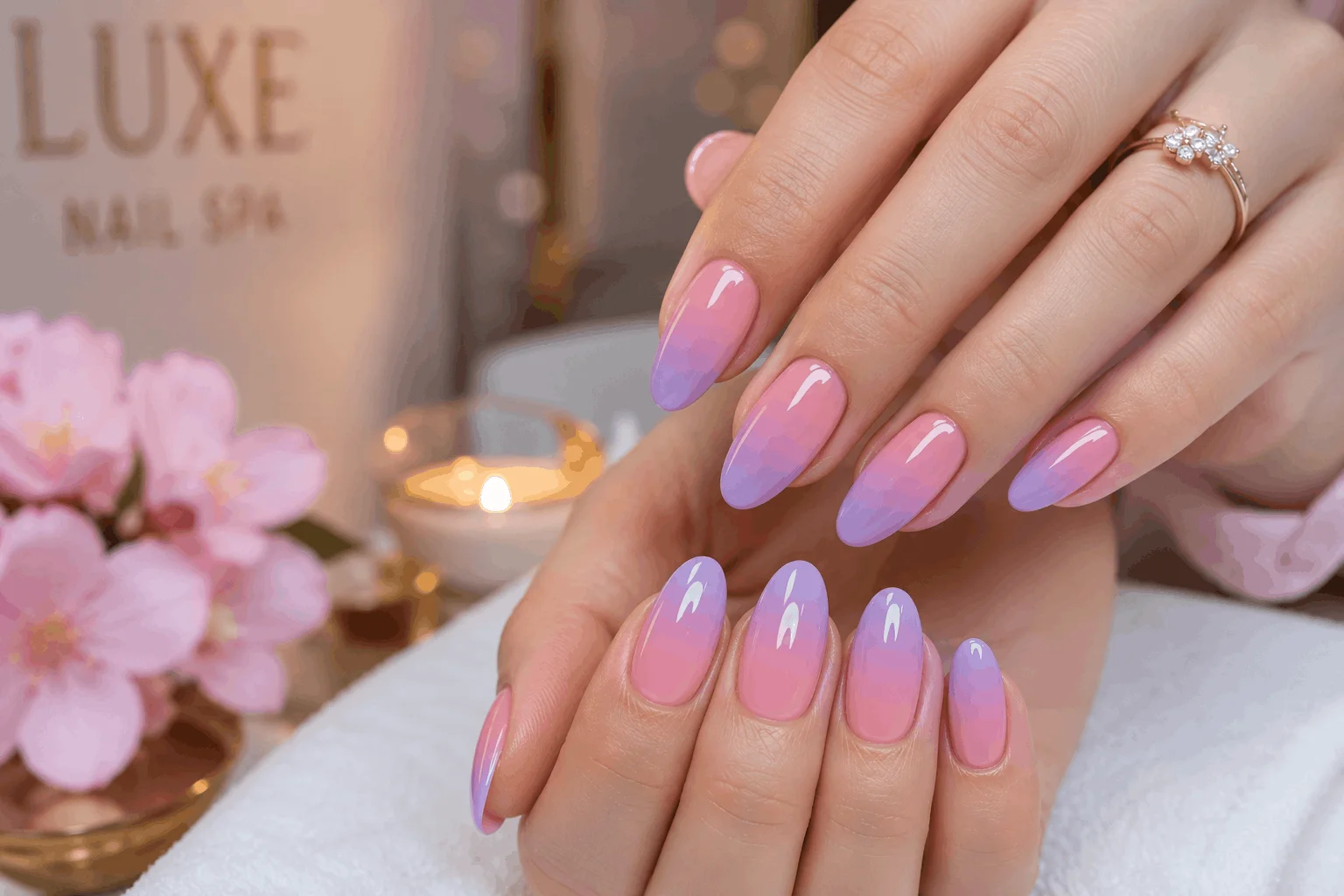 12 Cute Spring Nails Ideas You'll Want to Copy Today 6 Pink and lavender ombre spring nails