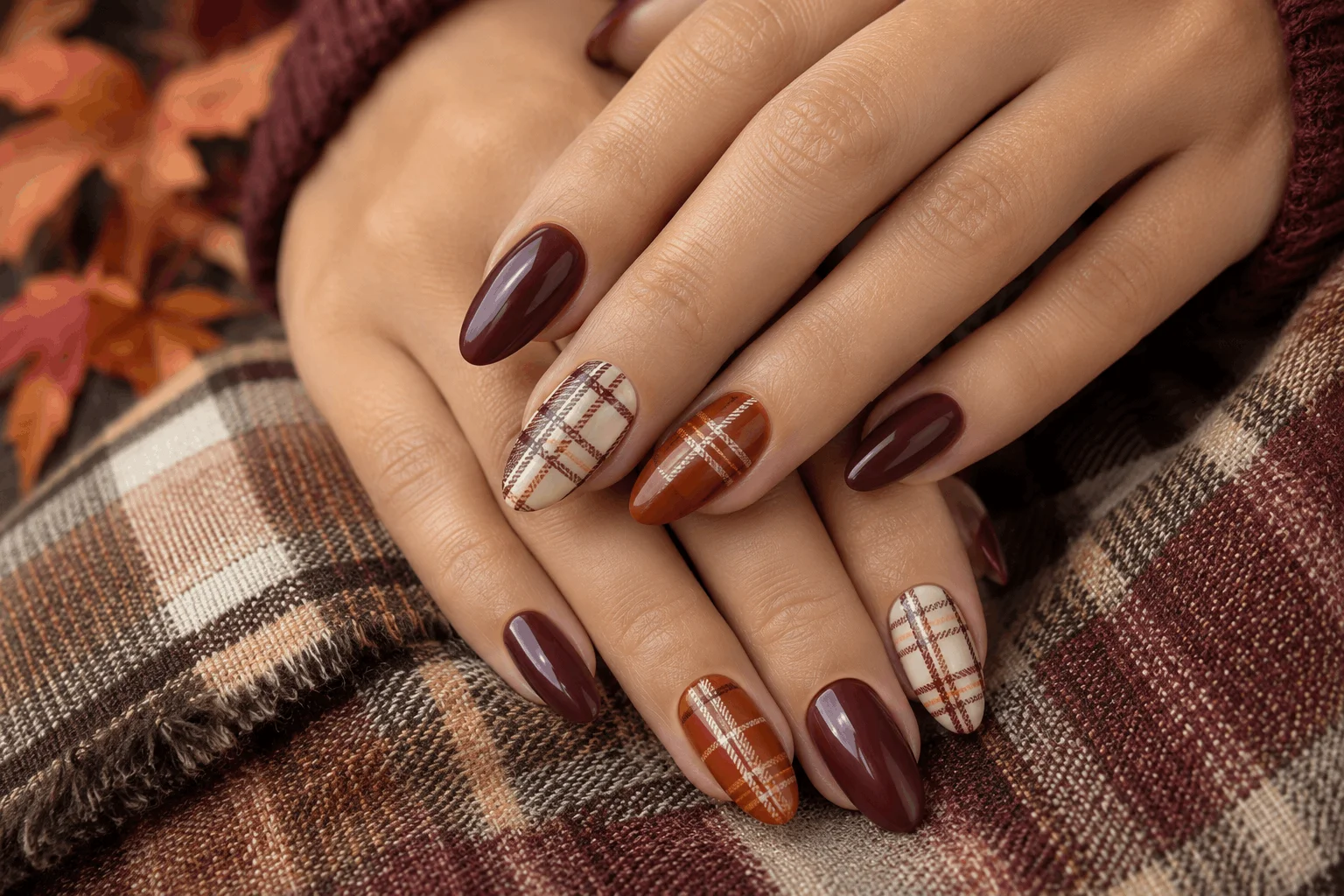 10 Thanksgiving Nail Designs That Steal the Show 10 Plaid Thanksgiving nail designs inspired by cozy flannel fashion