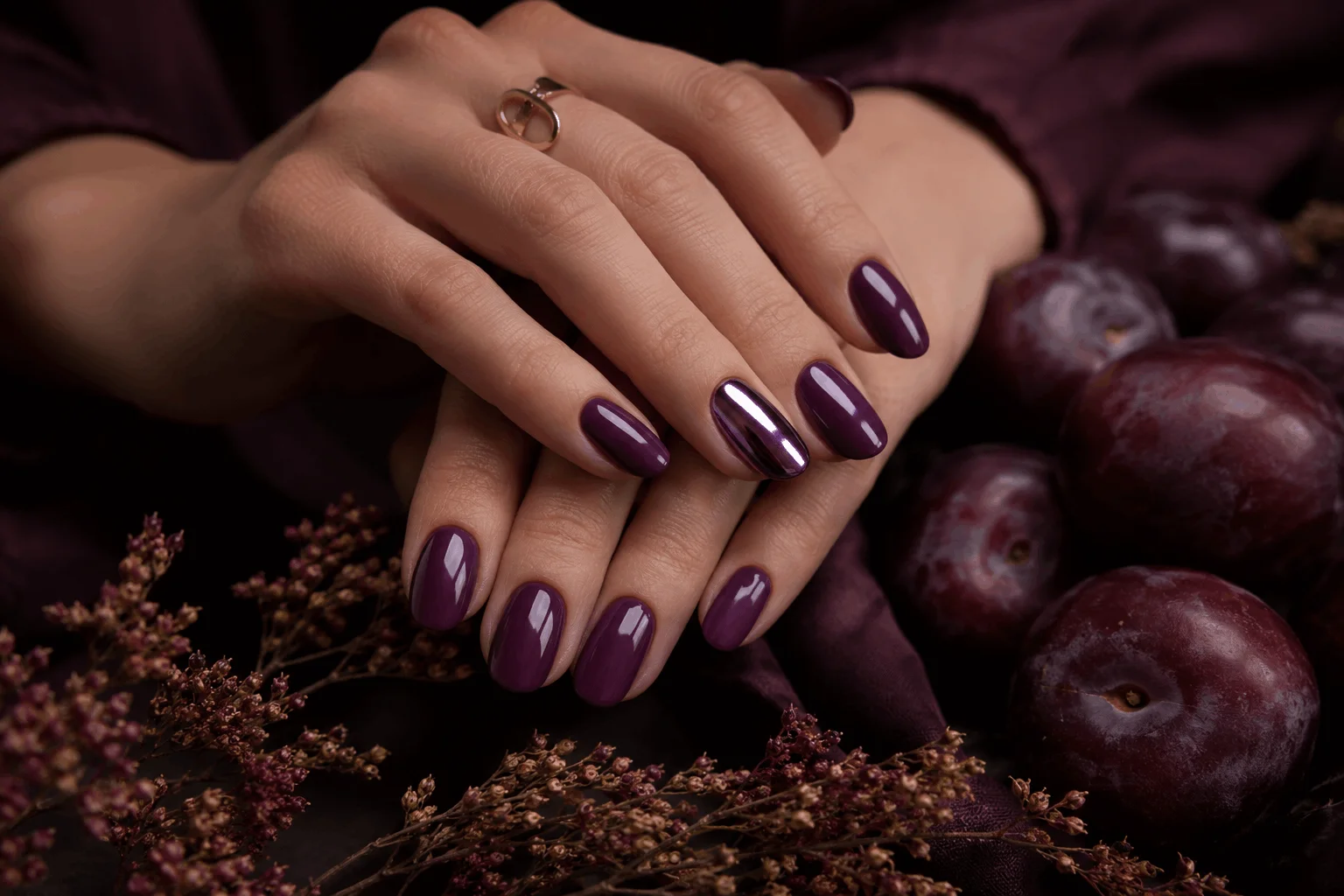 10 Fall Nail Colors Everyone Will Wear This Season 10 Plum purple manicure for sophisticated autumn style.