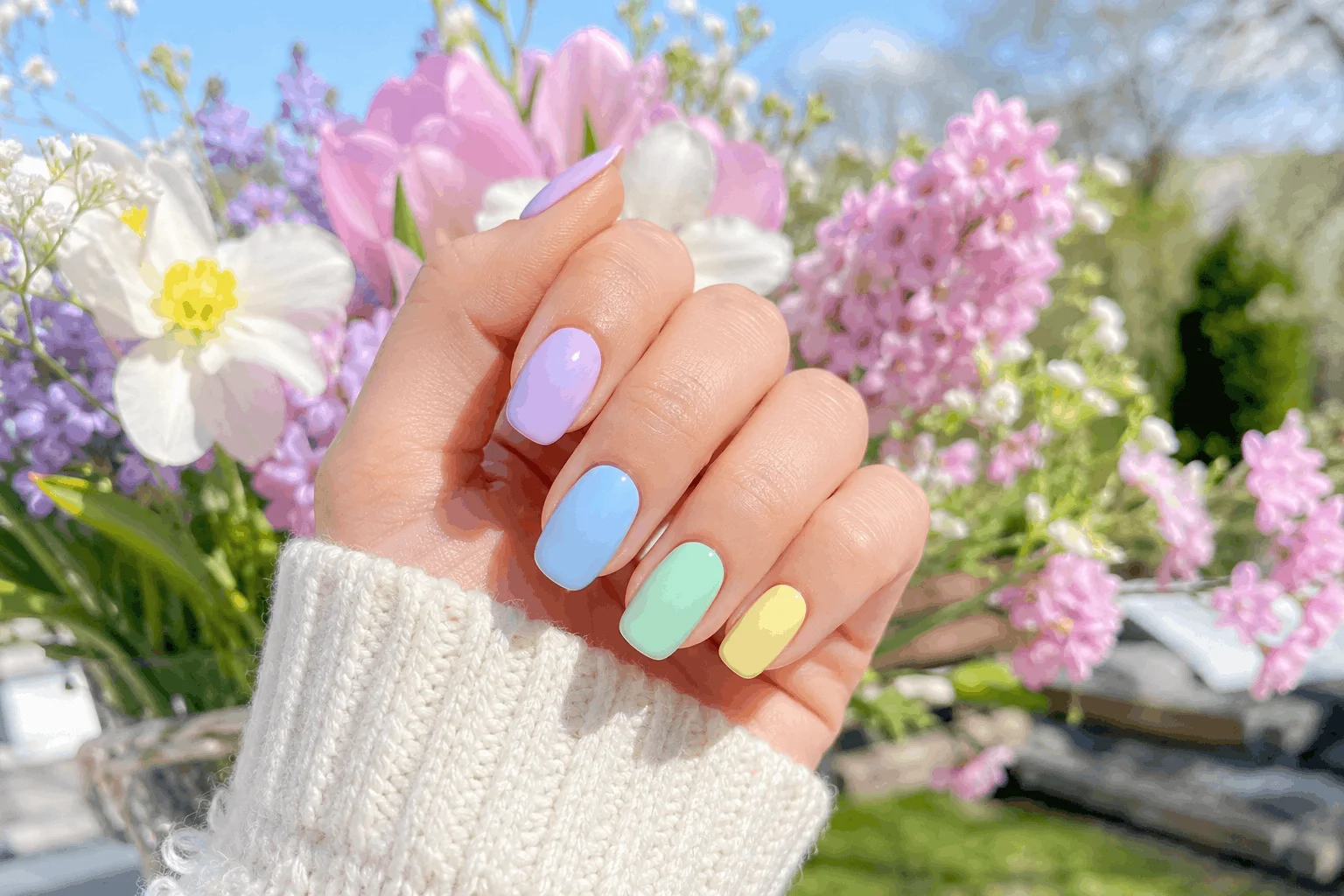 11 Spring Nail Ideas for a Fresh Seasonal Look 11 Rainbow pastel spring manicure